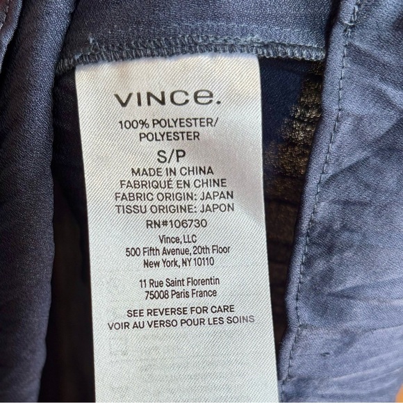 VINCE fluttered sleeve crushed satin Blue Blouse - Picture 7 of 8